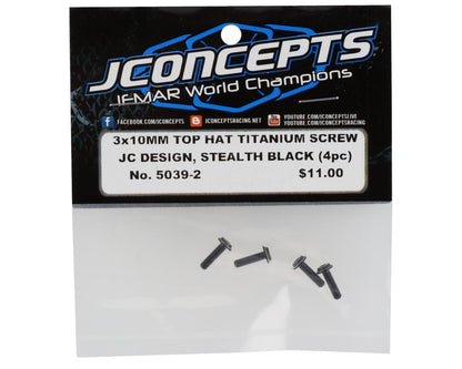 JConcepts 3x10mm "Top Hat" Titanium Screws (Black) (4)