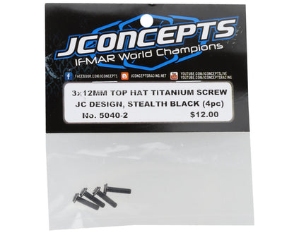JConcepts 3x12mm "Top Hat" Titanium Screws (Black) (4)