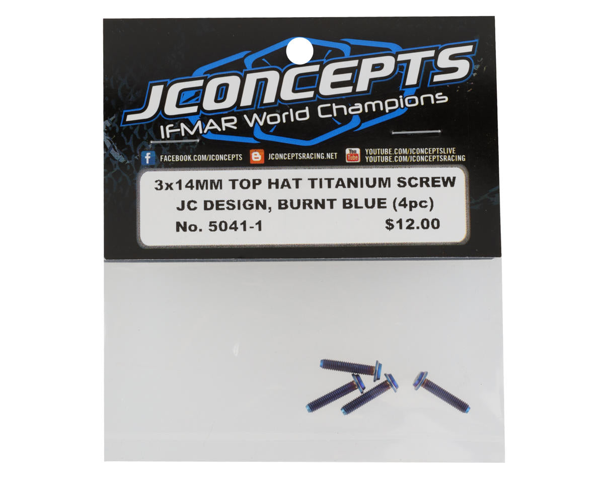 JConcepts 3x14mm "Top Hat" Titanium Screws (Blue) (4)
