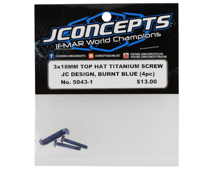 JConcepts 3x18mm "Top Hat" Titanium Screws (Blue) (4)