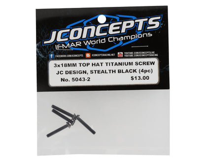 JConcepts 3x18mm "Top Hat" Titanium Screws (Black) (4)