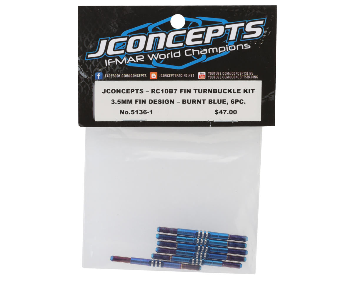 JConcepts RC10 B7/B7D Fin Titanium Turnbuckle (Burnt Blue) (6)