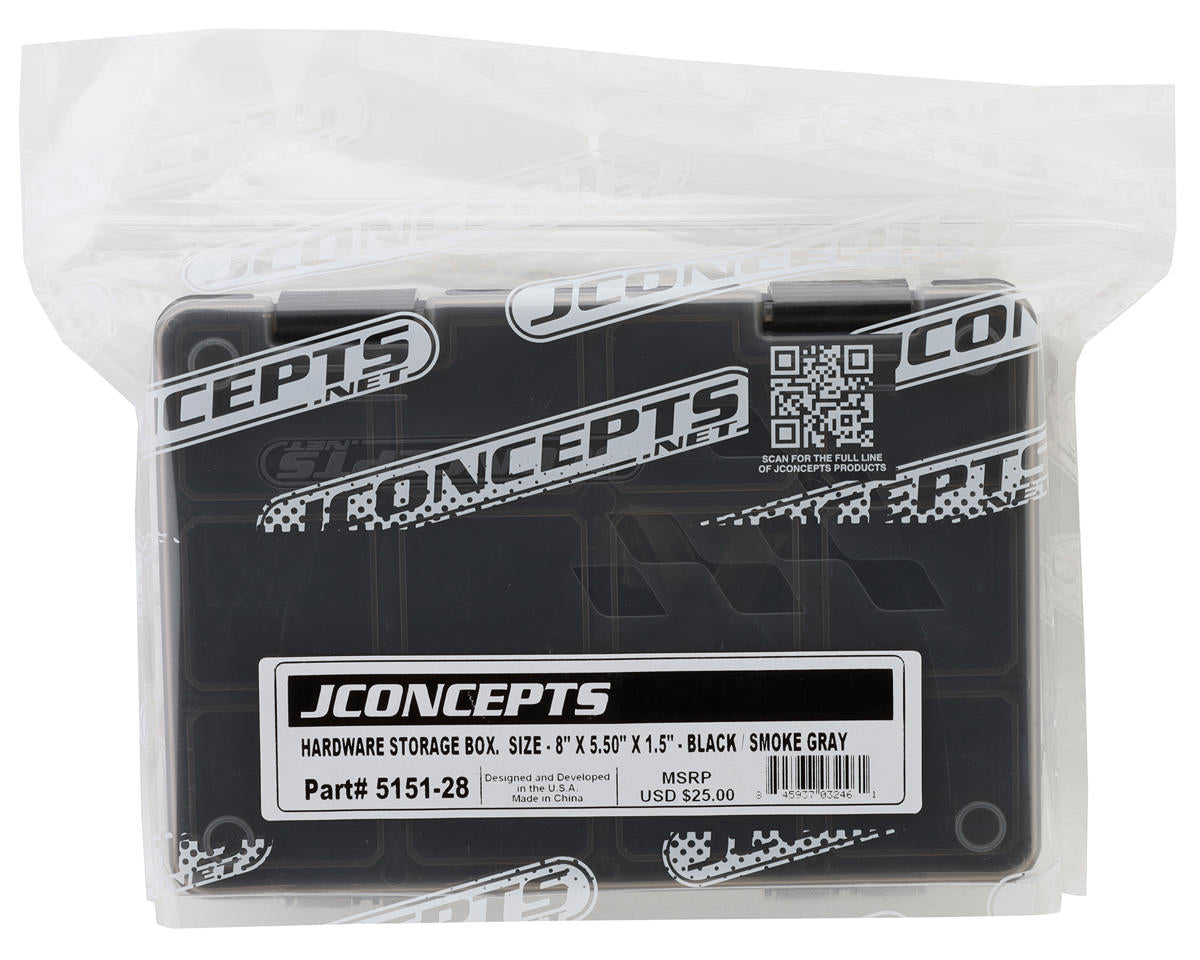 JConcepts Hardware Storage Box (Black/Smoke Grey) (8x5.50x1.5")