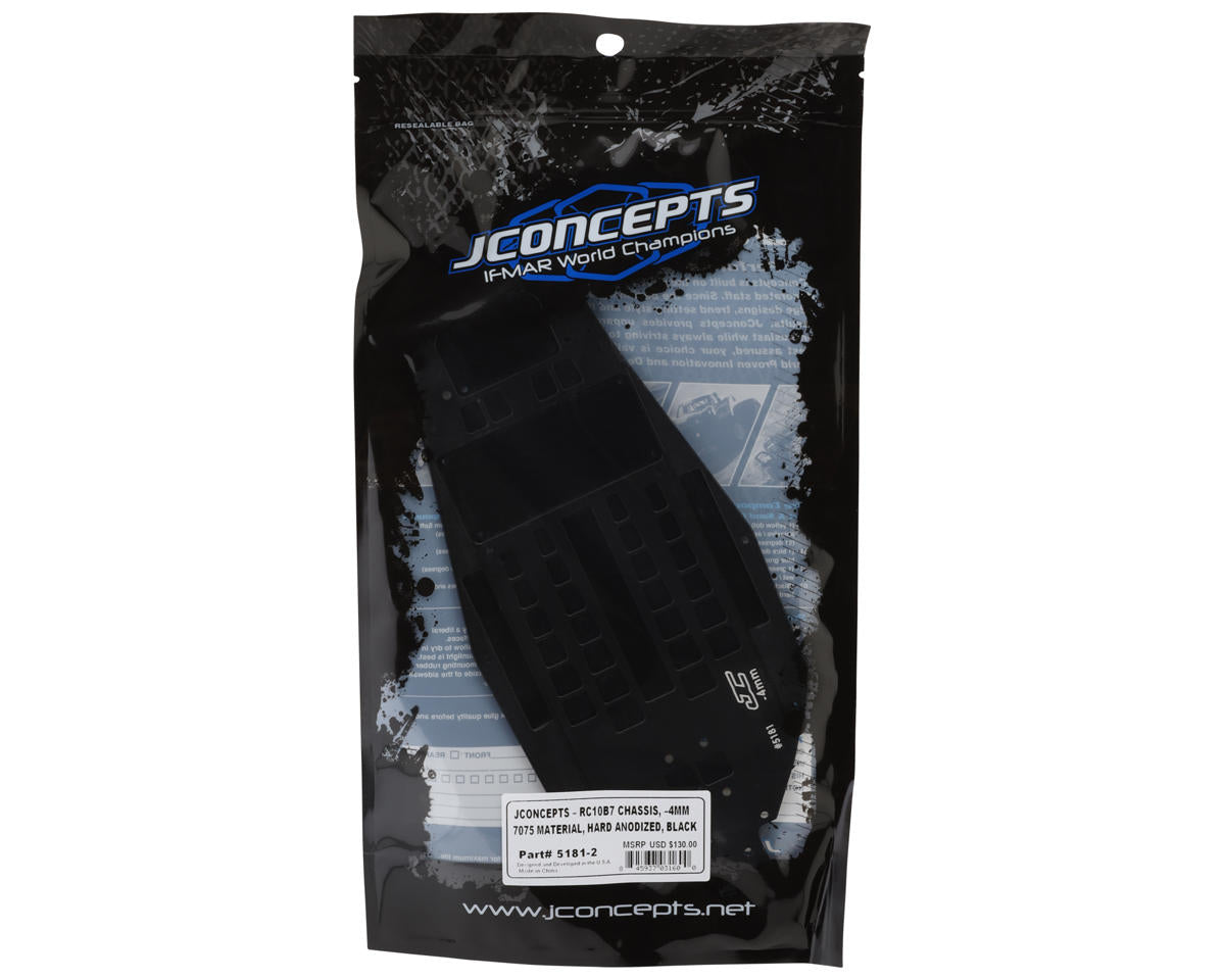 JConcepts Team Associated RC10B7 Hard Anodized Aluminum Chassis (Black) (-4mm)