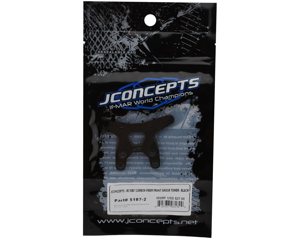 JConcepts Team Associated RC10B7 Carbon Fiber Front Shock Tower (Black)