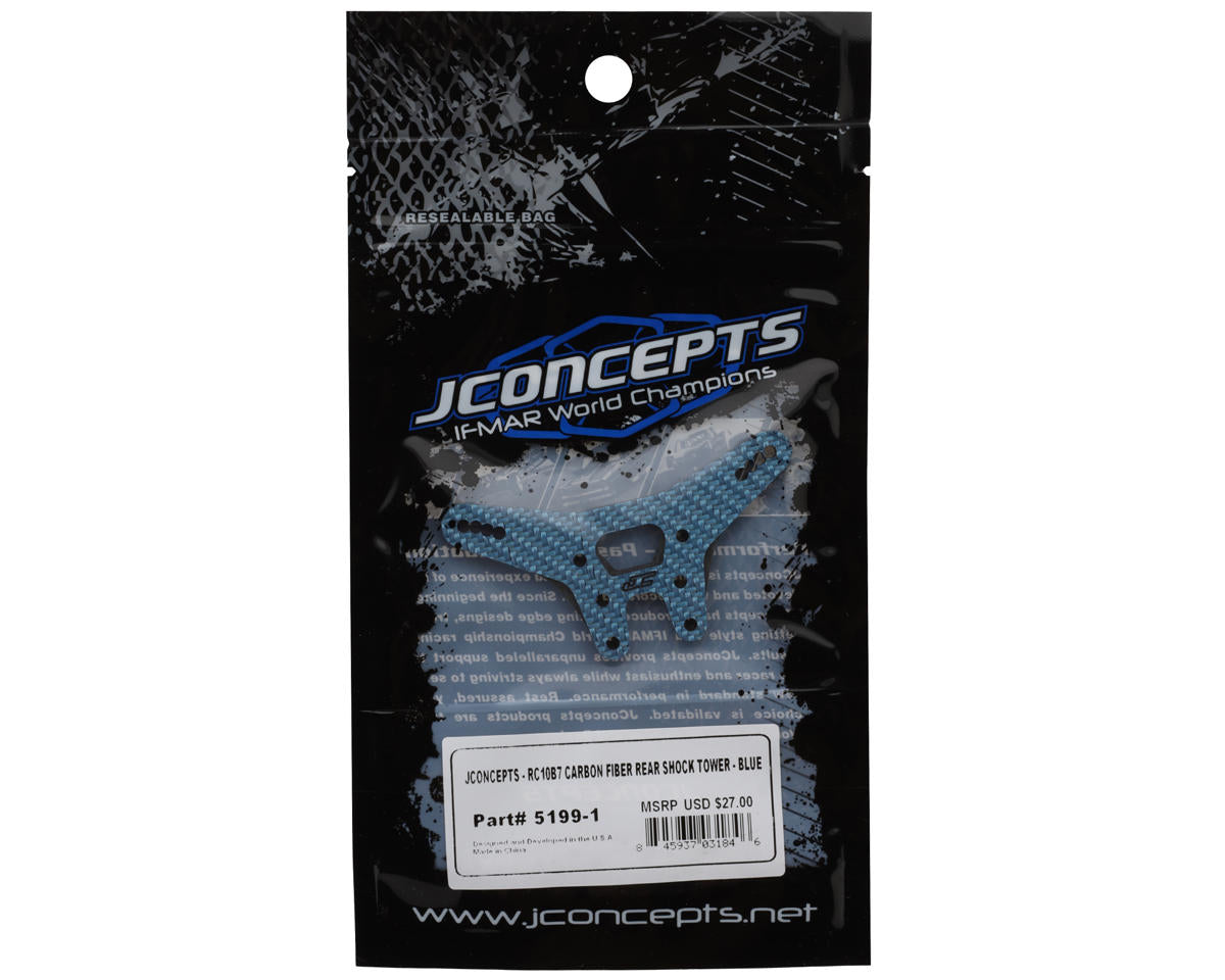 JConcepts RC10B7 Carbon Fiber Rear Shock Tower (Blue)