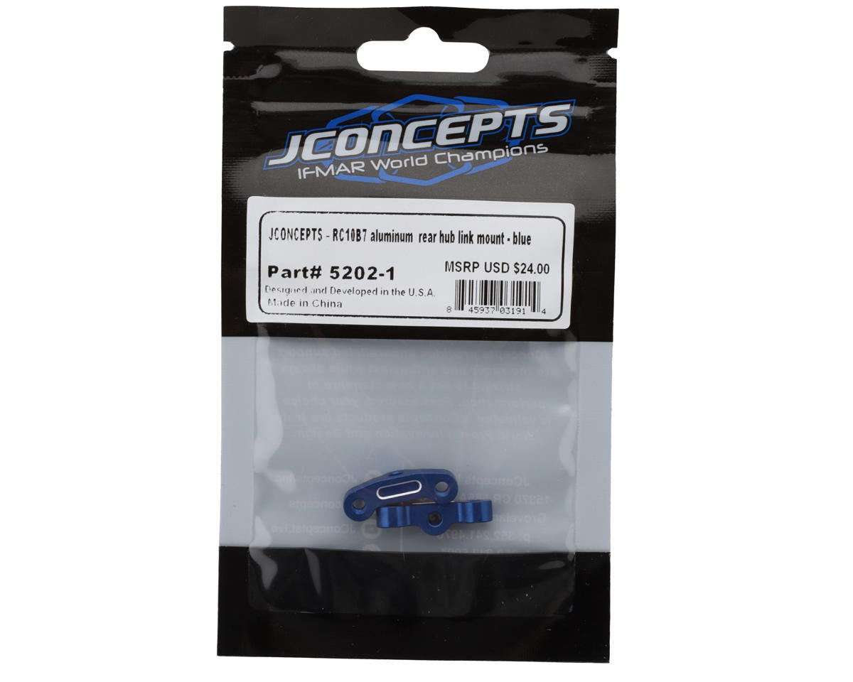 JConcepts RC10B7 Aluminum Rear Hub Link Mount (Blue) (2)