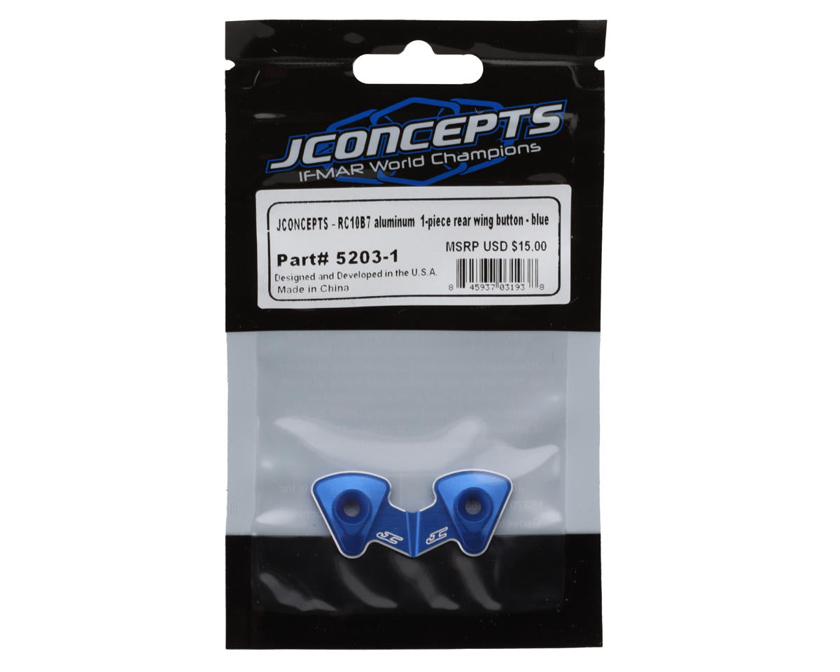 JConcepts Team Associated RC10B7 One-Piece Aluminum Wing Mount Button (Blue)