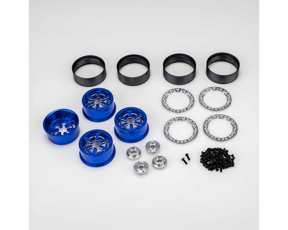 JConcepts Bulls Eye 2.0" 1/10 Rock Crawler Bead-Lock Wheels (4) (Blue/Silver)