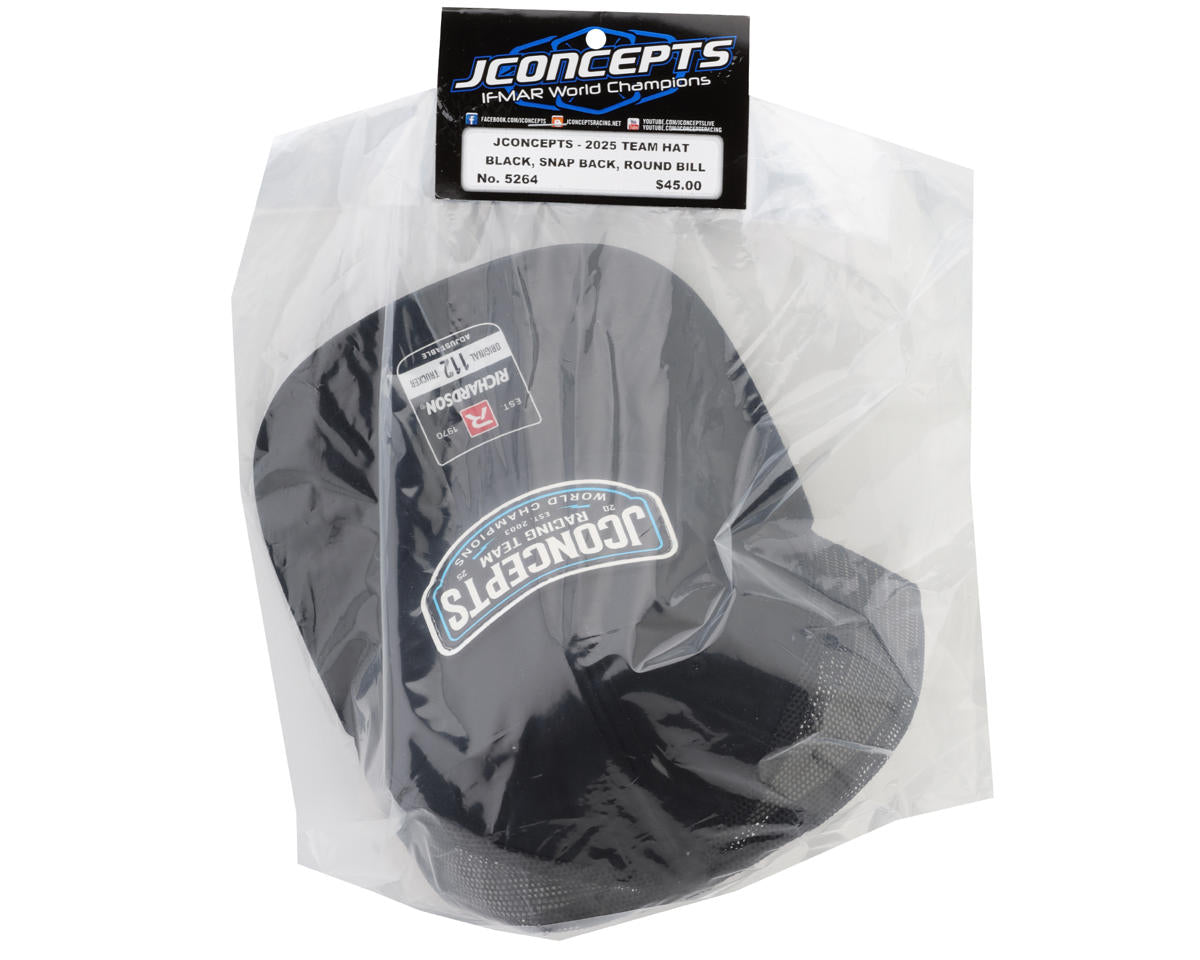 JConcepts 2025 Snapback Round Bill Hat (Black) (One Size Fits Most)