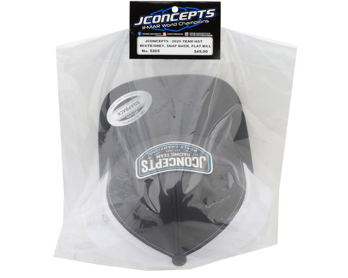 JConcepts 2025 Snapback Round Bill Hat (White/Grey) (One Size Fits Most)