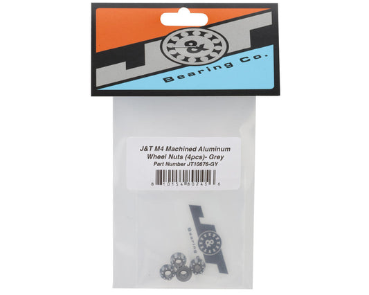 J&T Bearing Co. 4mm Machined Aluminum Wheel Nuts (Grey) (4)