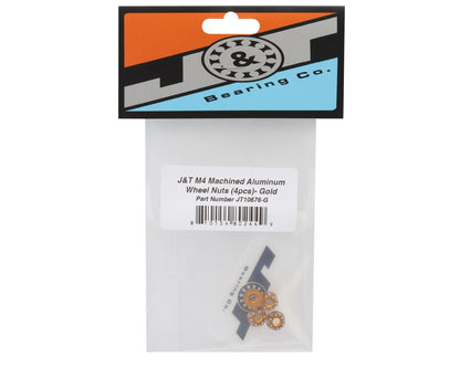 J&T Bearing Co. 4mm Machined Aluminum Wheel Nuts (Gold) (4)