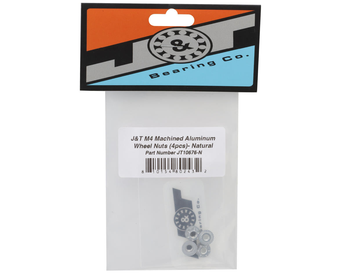 J&T Bearing Co. 4mm Machined Aluminum Wheel Nuts (Natural) (4)