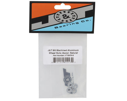 J&T Bearing Co. 4mm Machined Aluminum Wheel Nuts (Natural) (4)