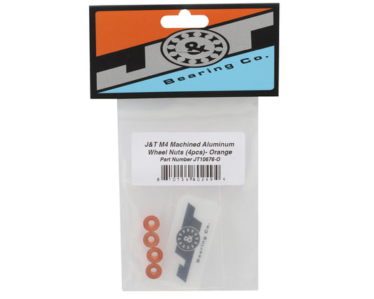 J&T Bearing Co. 4mm Machined Aluminum Wheel Nuts (Orange) (4)