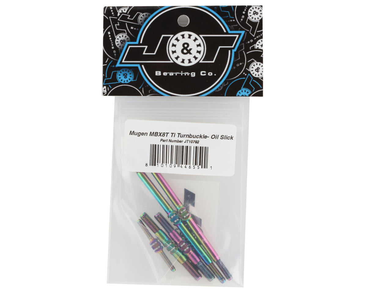 J&T Bearing Co. Mugen MBX8T/MBX8TR Titanium "Milled" Turnbuckle Kit (Oil Slick)