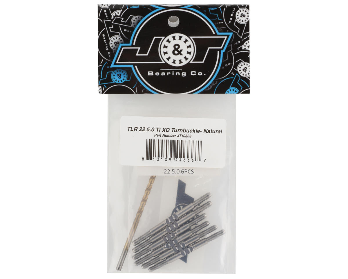 J&T Bearing Co. TLR 22 5.0 Titanium "Milled" XD Turnbuckle Kit (Natural)