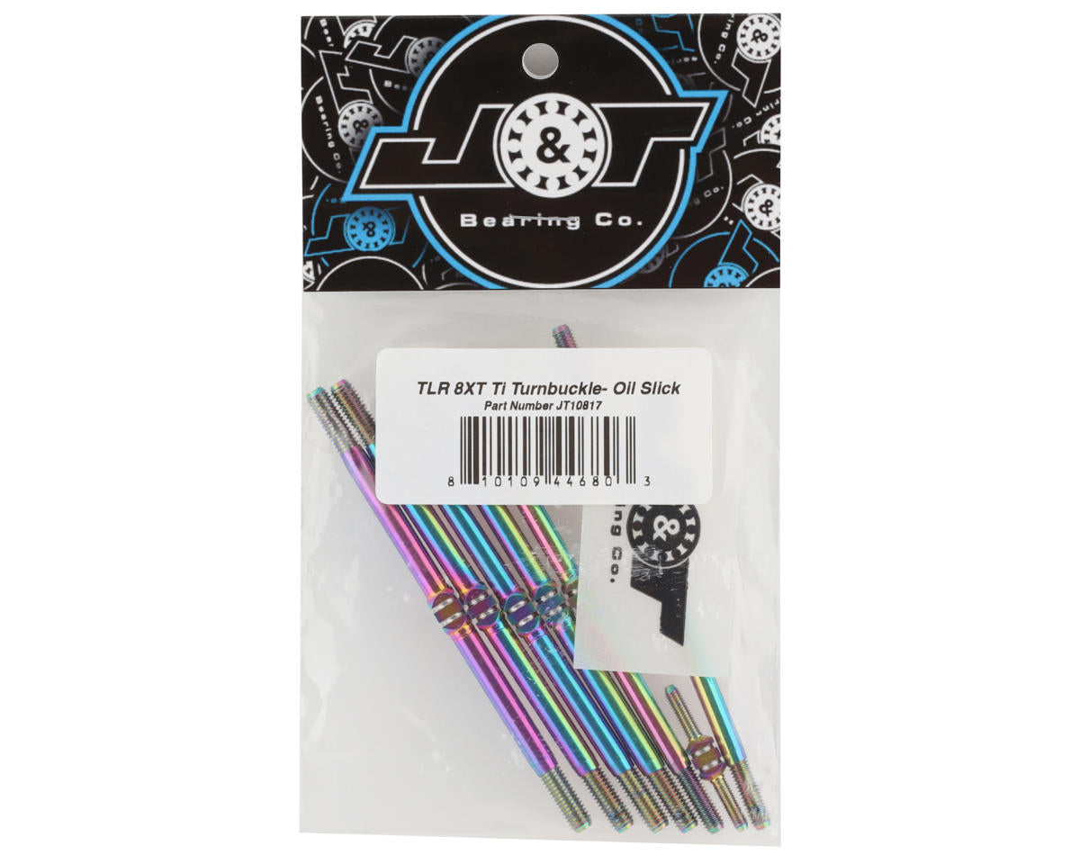 J&T Bearing Co. TLR 8IGHT-XT Titanium "Milled" Turnbuckle (Oil Slick)