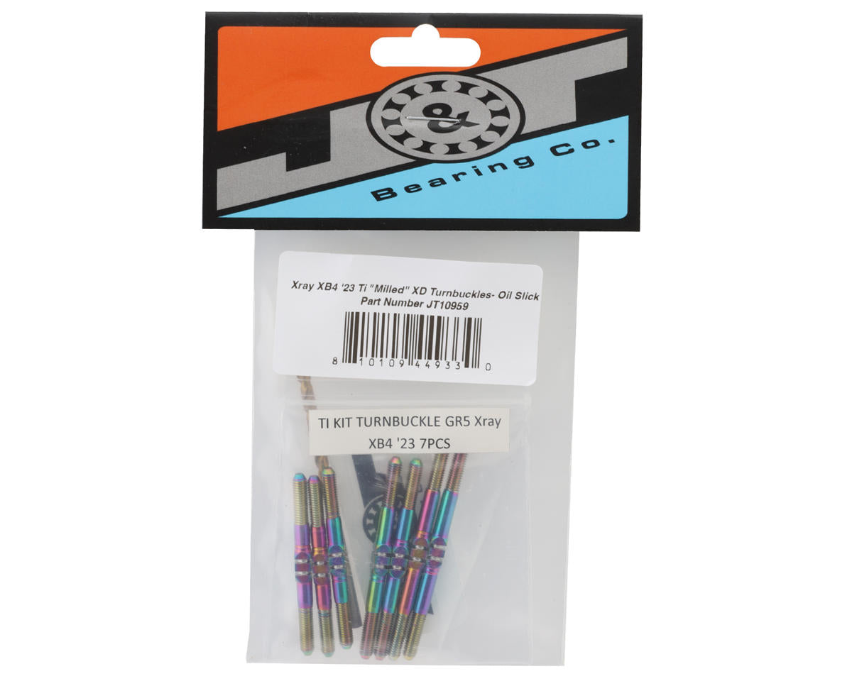J&T Bearing Co. XRAY XB4 '23 Titanium "Milled'' XD Turnbuckles (Oil Slick)