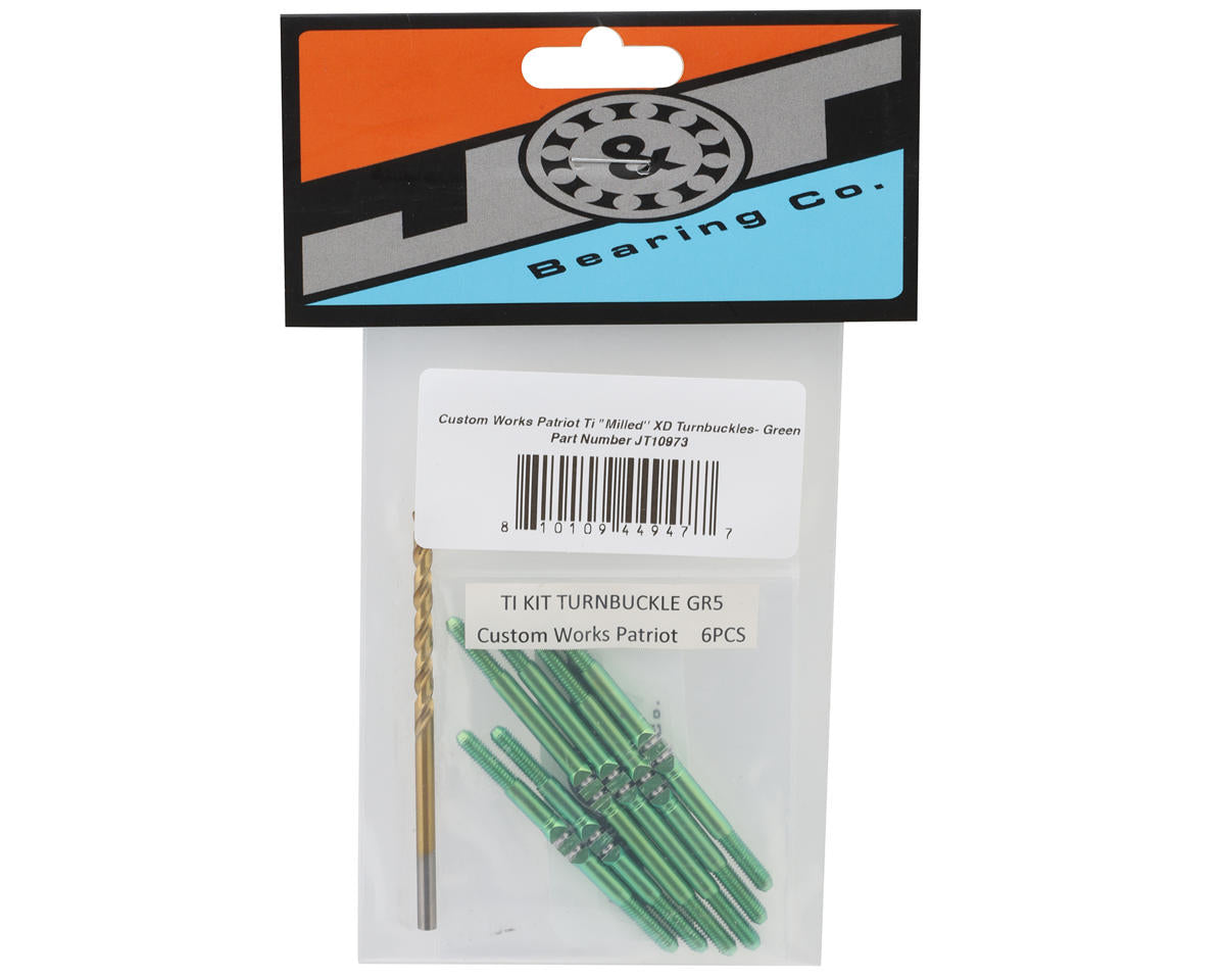J&T Bearing Co. Custom Works Patriot Titanium "Milled'' XD Turnbuckles (Green)