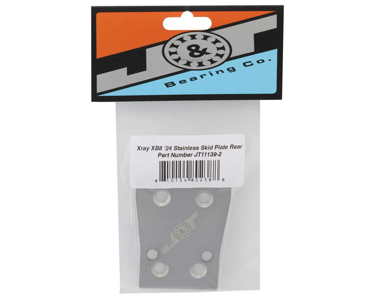 J&T Bearing Co. Xray XB8 '24/25 Stainless Rear Skid Plate