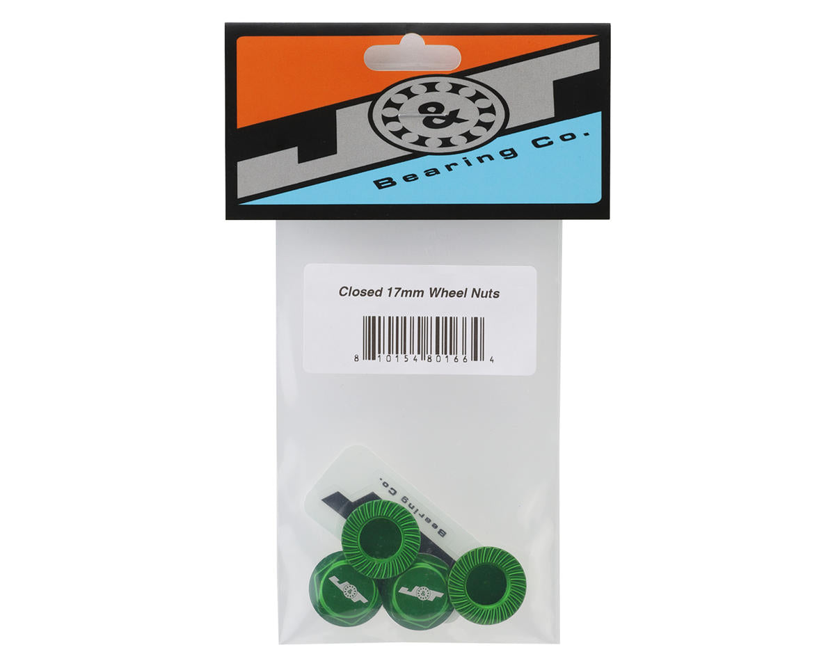 J&T Bearing Co. Aluminum 17mm Serrated Wheel Nuts (Green) (4)