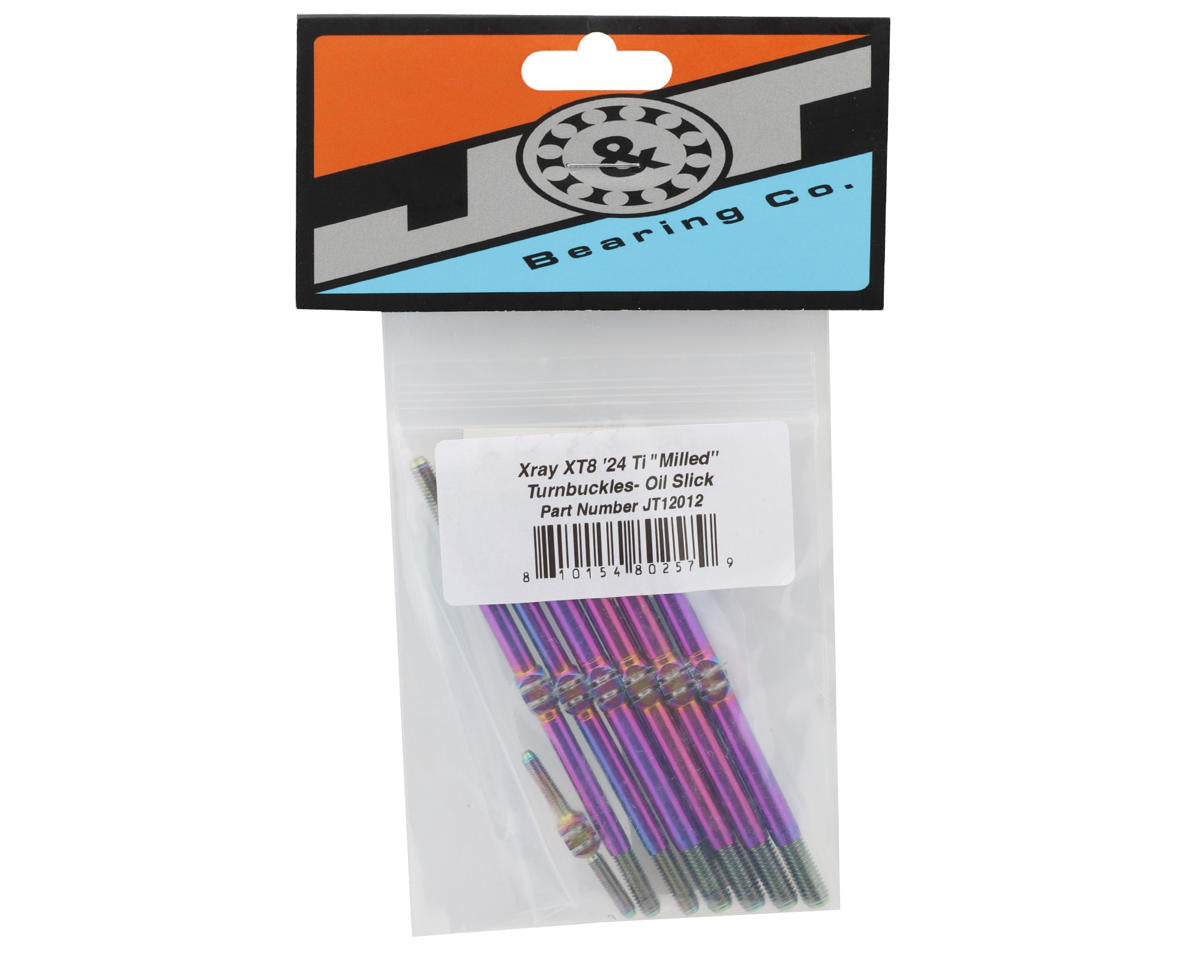 J&T Bearing Co. Xray XT8 '24 Titanium "Milled'' Turnbuckles (Oil Slick) (7)