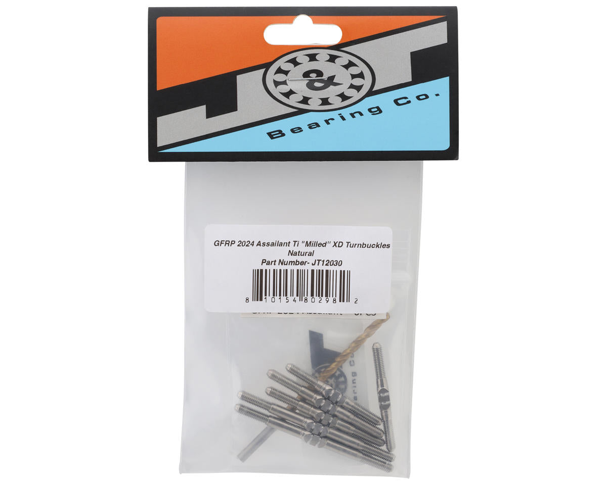 J&T Bearing Co. GFRP 2024 Assailant Titanium "Milled'' XD Turnbuckles (Natural)