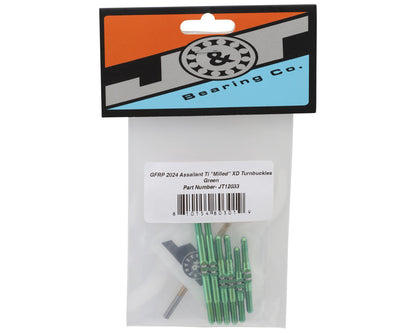 J&T Bearing Co. GFRP 2024 Assailant Titanium "Milled'' XD Turnbuckles (Green)