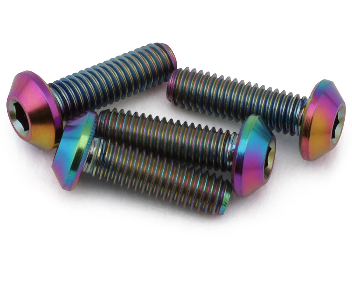 J&T Bearing Co. 3mm Flat Top Titanium Screw Pack (Oil Slick) (4) (10mm)