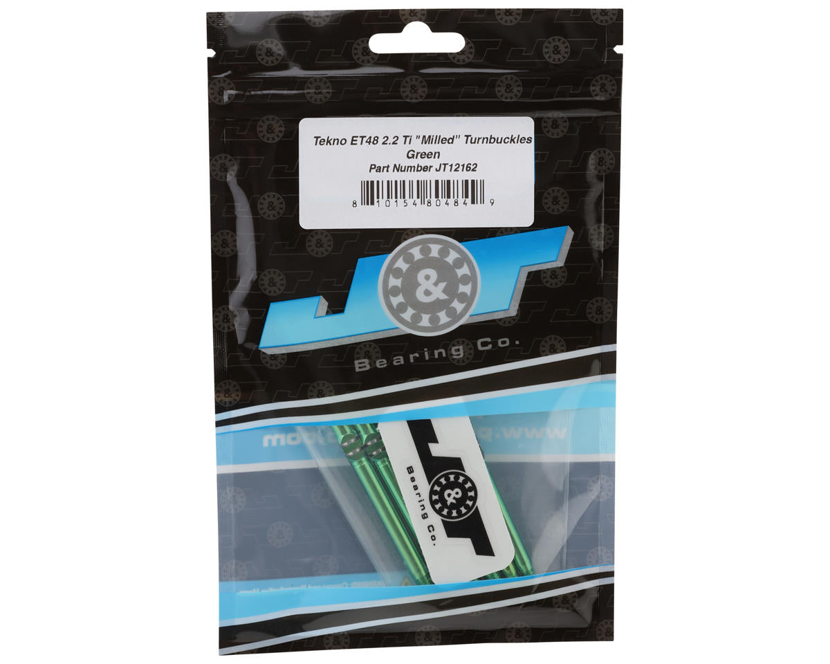 J&T Bearing Co. Tekno ET48 2.2 Titanium "Milled'' Turnbuckles (Green)