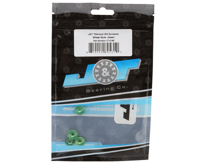 J&T Bearing Co. Titanium 4mm Surelock Wheel Nuts (Green)