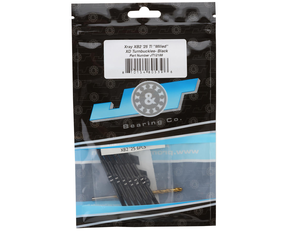 J&T Bearing Co. XRAY XB2 '25 Titanium "Milled" XD Turnbuckles (Black)