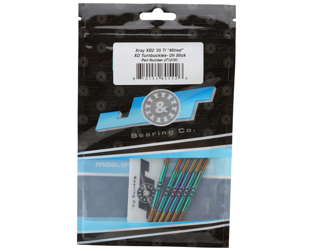 J&T Bearing Co. XRAY XB2 '25 Titanium "Milled" XD Turnbuckles (Oil Slick)