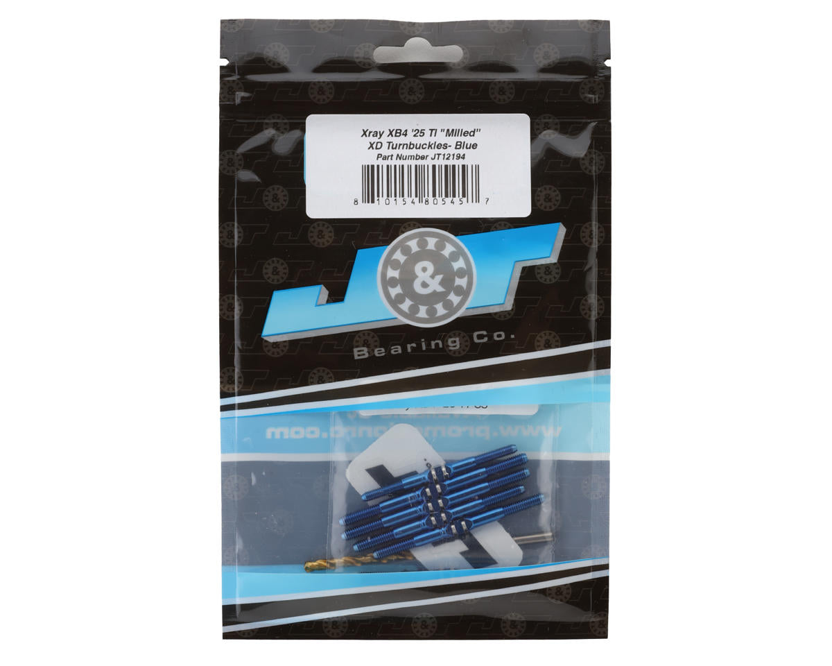 J&T Bearing Co. XRAY XB4 '25 Titanium "Milled'' XD Turnbuckles (Blue)