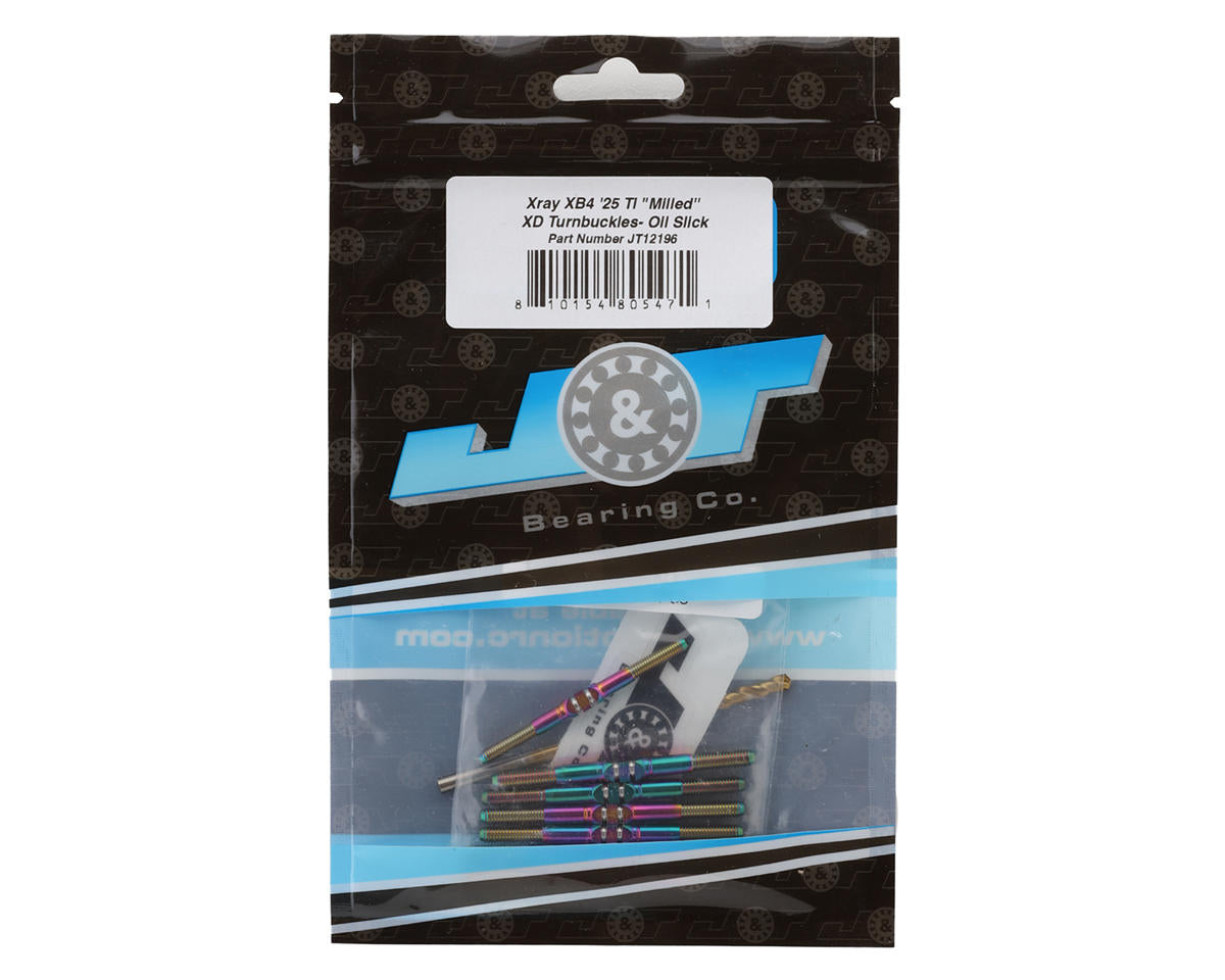 J&T Bearing Co. XRAY XB4 '25 Titanium "Milled'' XD Turnbuckles (Oil Slick)