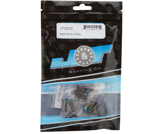 J&T Bearing Co. Tekno EB/ET48 2.2 Flat Top Upper Titanium Screw Kit (Oil Slick)