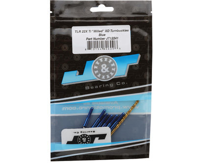 J&T Bearing Co. TLR 22X Titanium "Milled'' XD Turnbuckles (Blue)