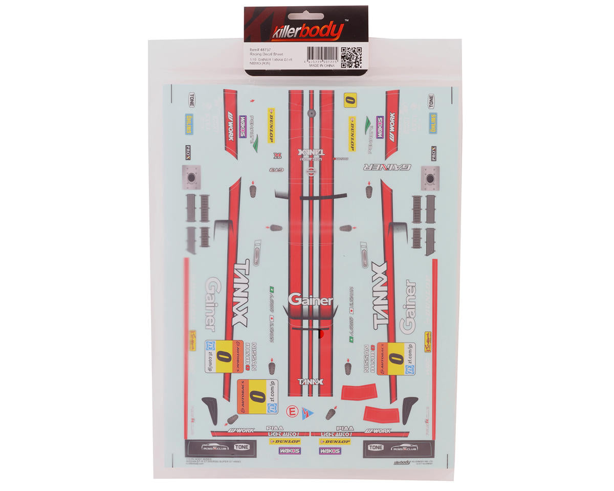 Killerbody Gainer Tanax GT-R Nismo R35 Decal Sheet