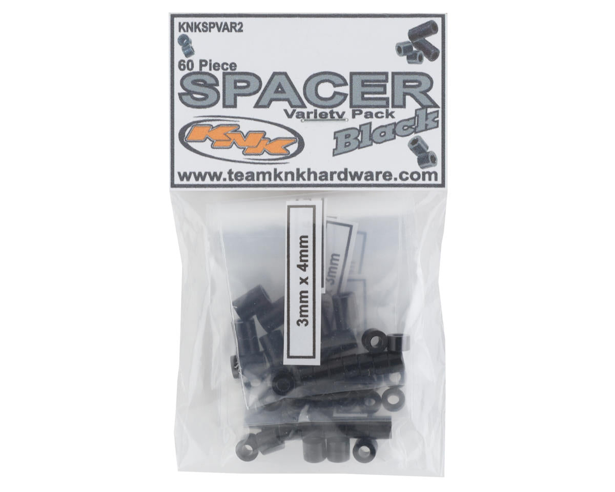Team KNK 3mm Aluminum Spacers Variety Pack (Black) (60)