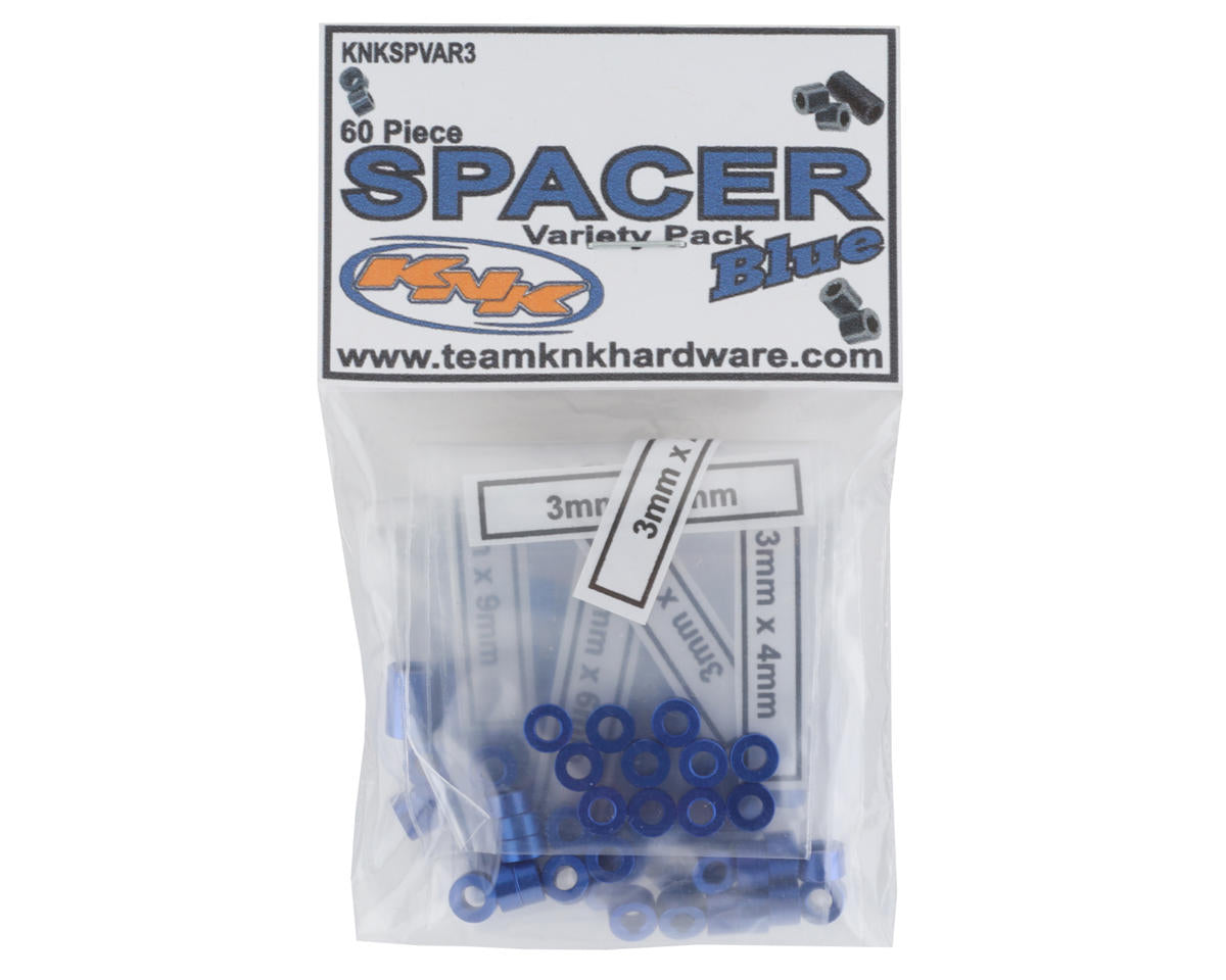Team KNK 3mm Aluminum Spacers Variety Pack (Blue) (60)