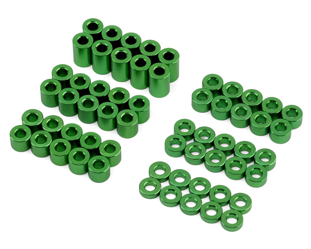Team KNK 3mm Aluminum Spacers Variety Pack (Green) (60)