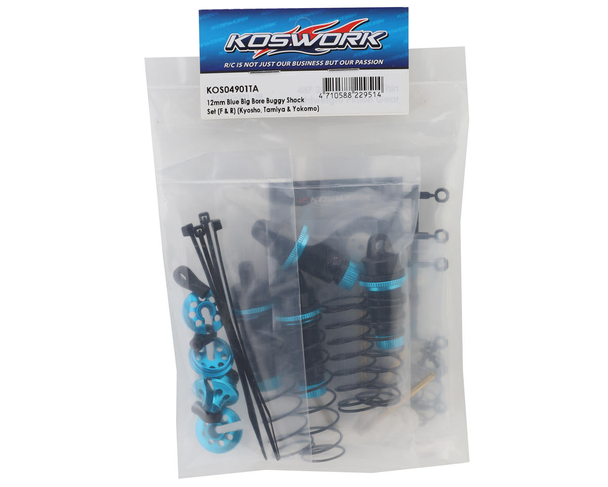 Koswork 12mm Aluminum Big Bore Vintage 1/10 Buggy Shocks Set (Blue/Black)