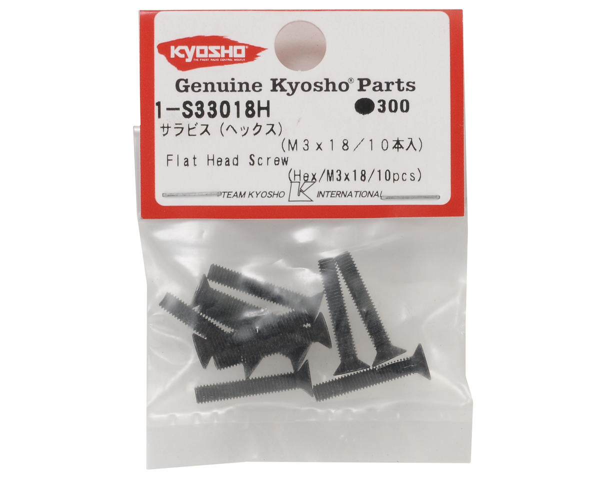 Kyosho 3x18mm Flat Head Hex Screw (10)
