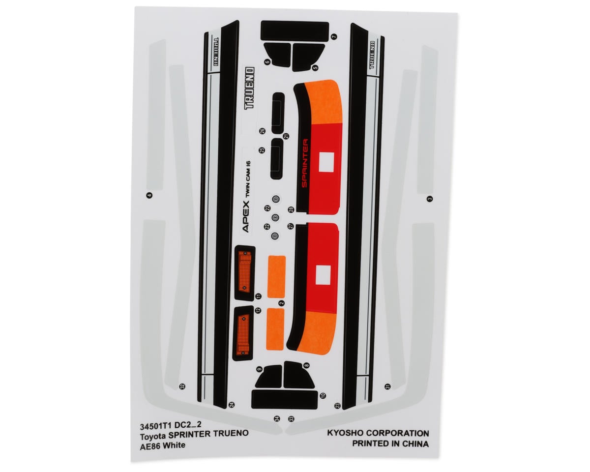 Kyosho Fazer FZD2 Toyota Sprinter Trueno AE86 1/10 Body Set (Clear)