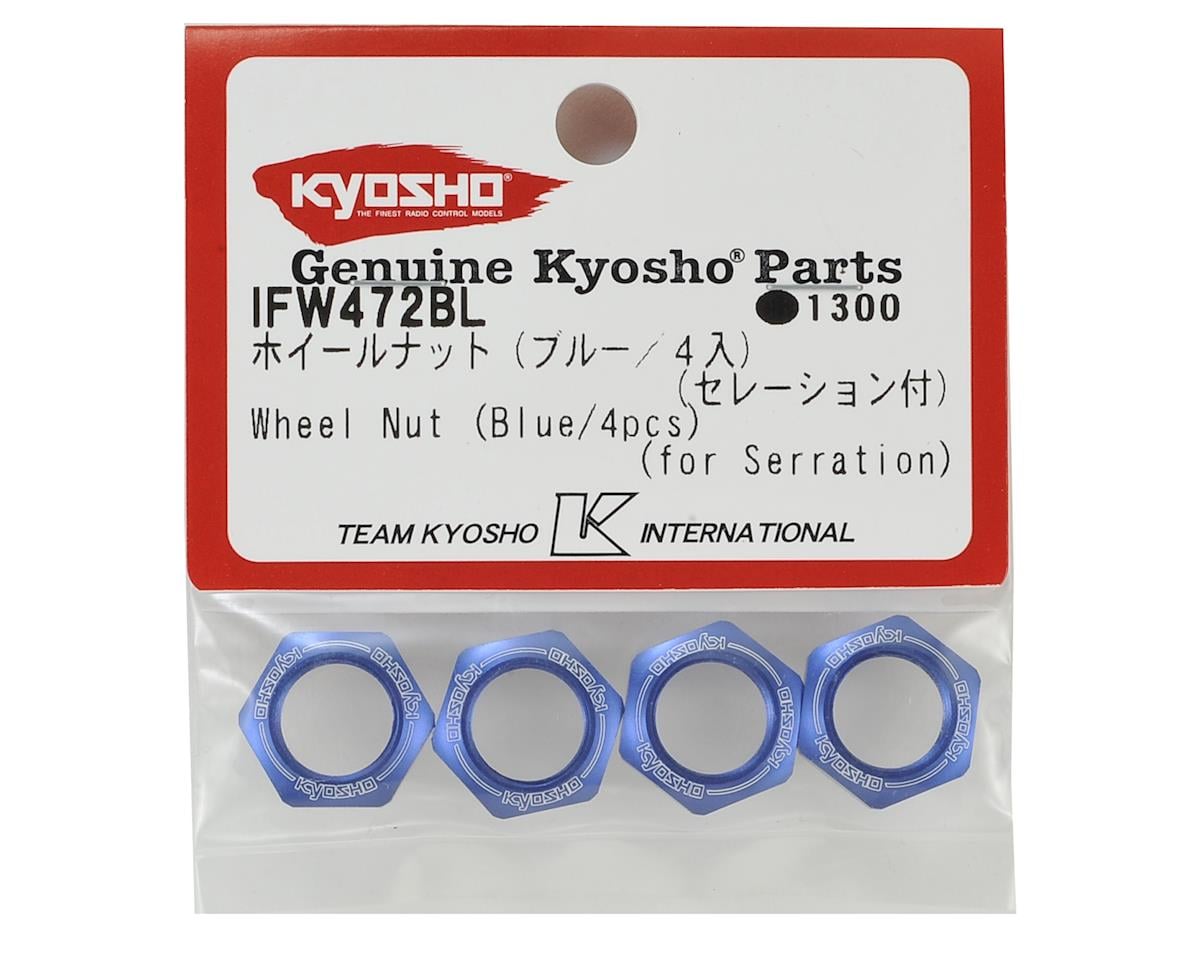 Kyosho 17mm 1/8 Serrated Wheel Nut (Blue) (4)