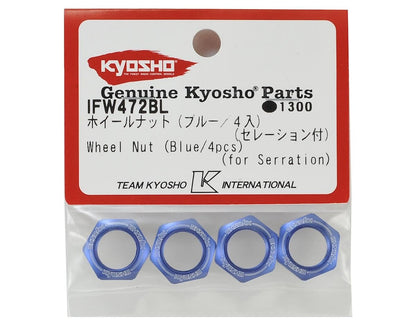 Kyosho 17mm 1/8 Serrated Wheel Nut (Blue) (4)