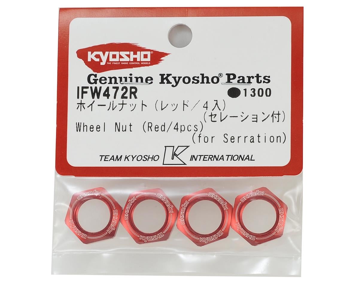 Kyosho 17mm 1/8 Serrated Wheel Nut (Red) (4)