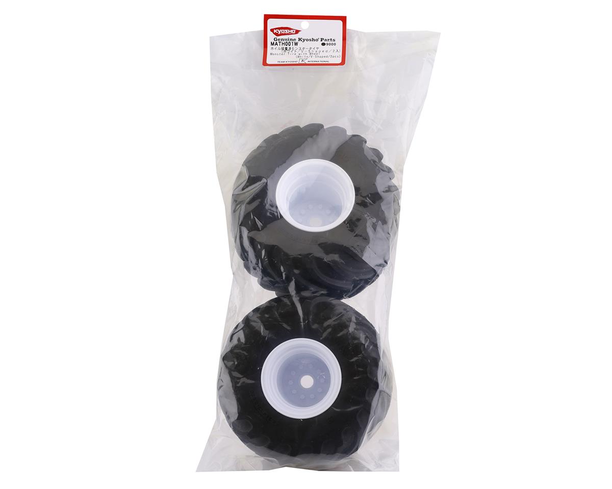 Kyosho USA-1 Pre-Mounted Monster Truck Tire & Wheel (White) (2)